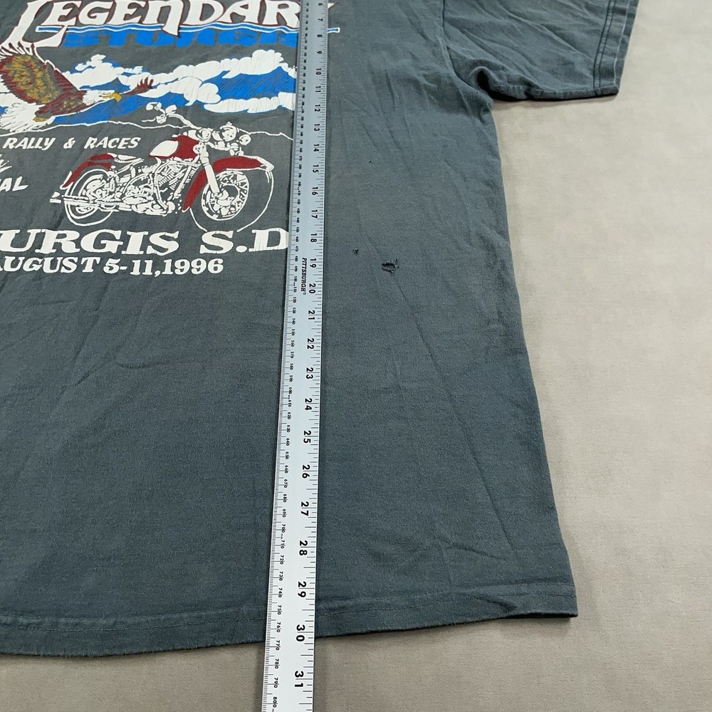 Vintage 90s Harley Sturgis Gray Rally Classic 1996 56th Annual Shirt 2XL Faded - Picture 8 of 11
